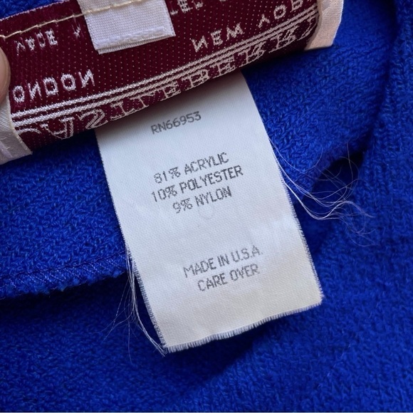 Vtg Castleberry Santana Knit Clasp Cardigan Sweater Royal Blue Gold Size 18 - Picture 8 of 9